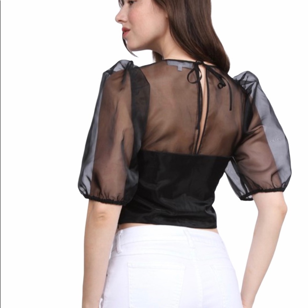 QUEEN CONTRAST  SHEER TOP - Picture 3 of 3
